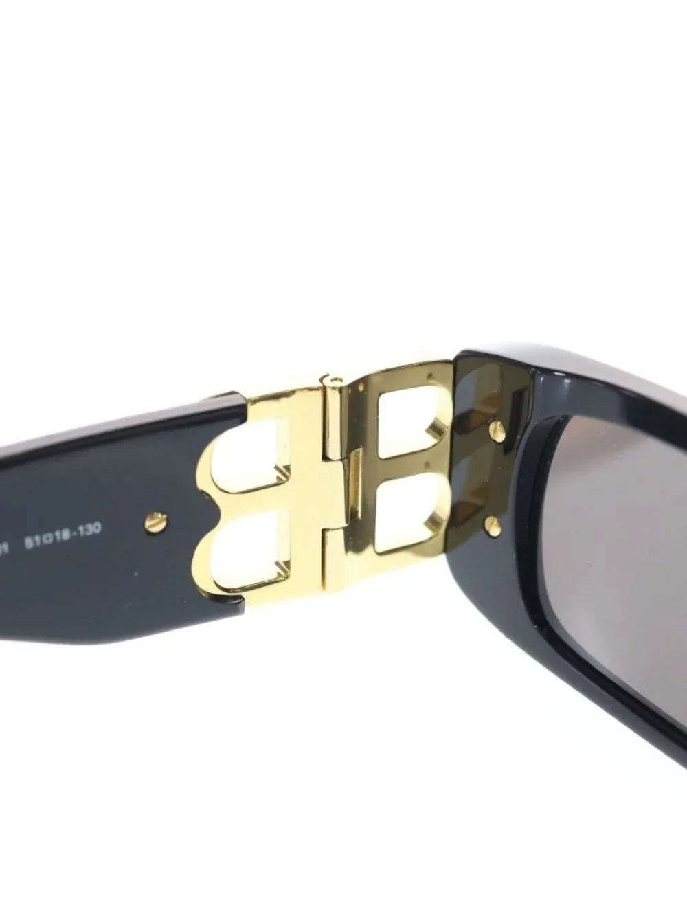 Balenciaga Dynasty Rectangle BB Logo Sunglasses Eyewear Black Gold